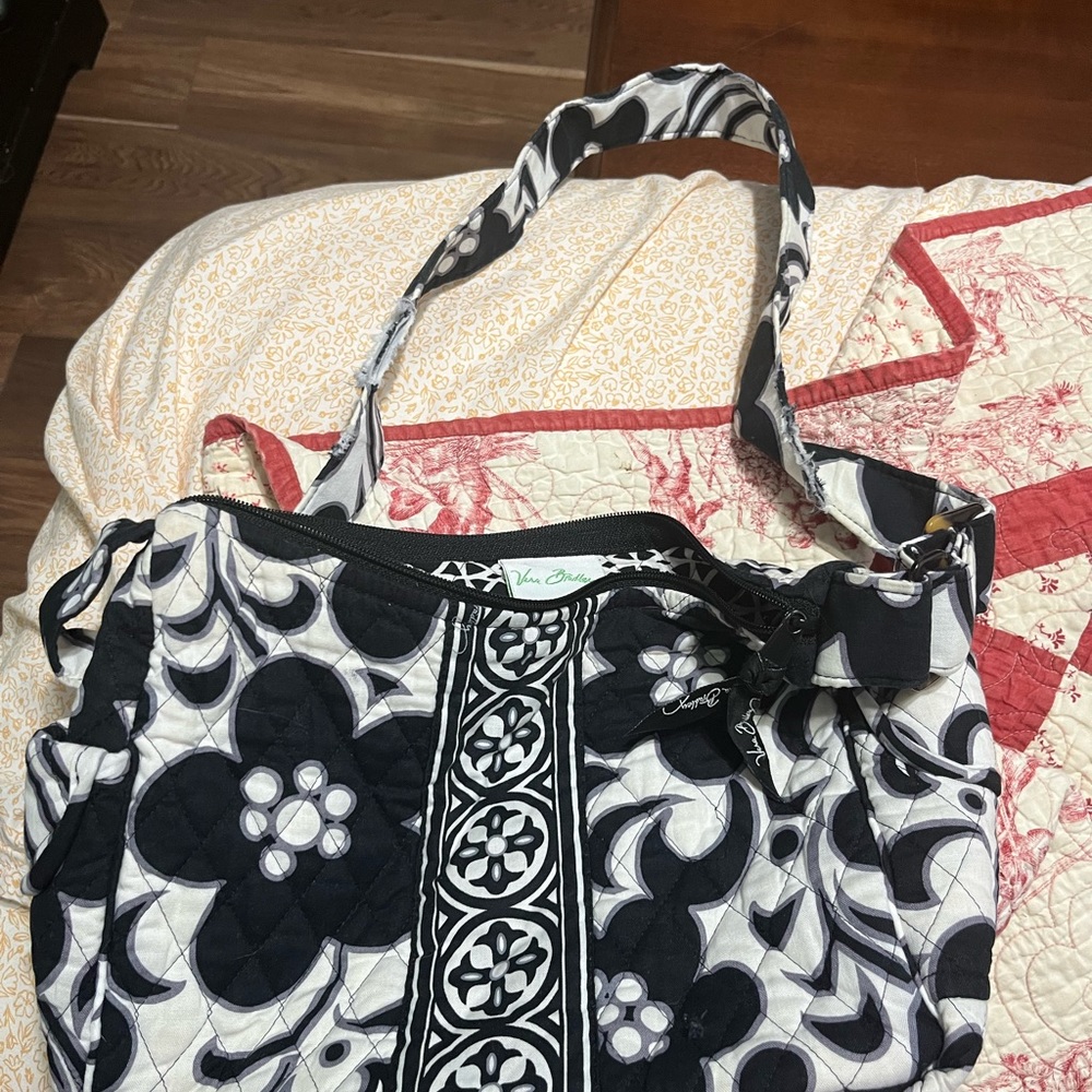Retired Vera Bradley Night & Day Quilted Black and White Shoulder Purse